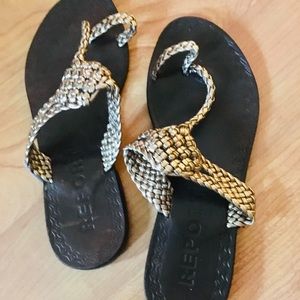 Report Braided Gold Sandals